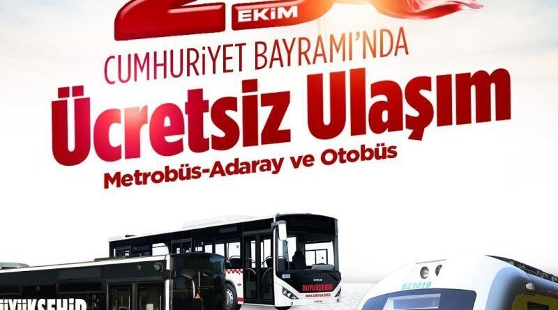 Sakarya’da 29 Ekim Cumhuriyet Bayramı’nda ulaşım ücretsiz 1