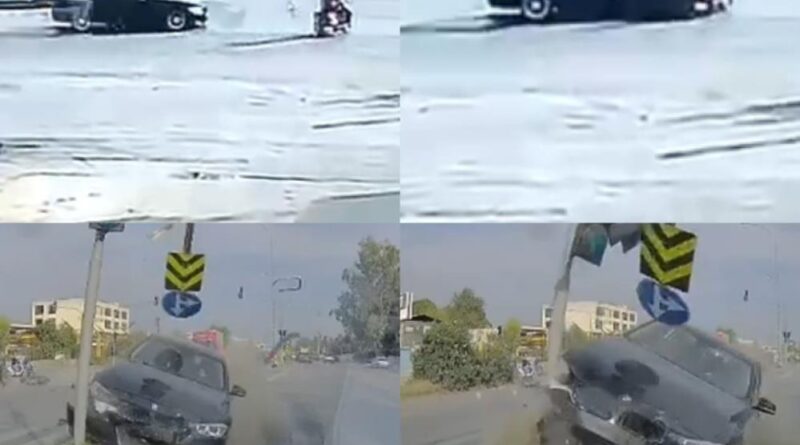 Kırmızı ışıkta geçen otomobil, motosiklete çarptı: O anlar kamerada 1