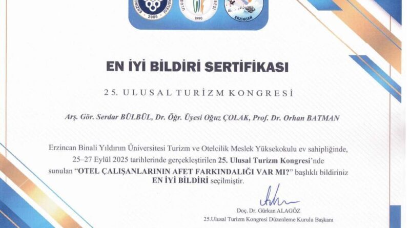 SUBÜ akademisyenlerine en iyi bildiri ödülü 1