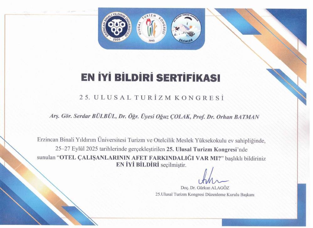 SUBÜ akademisyenlerine en iyi bildiri ödülü