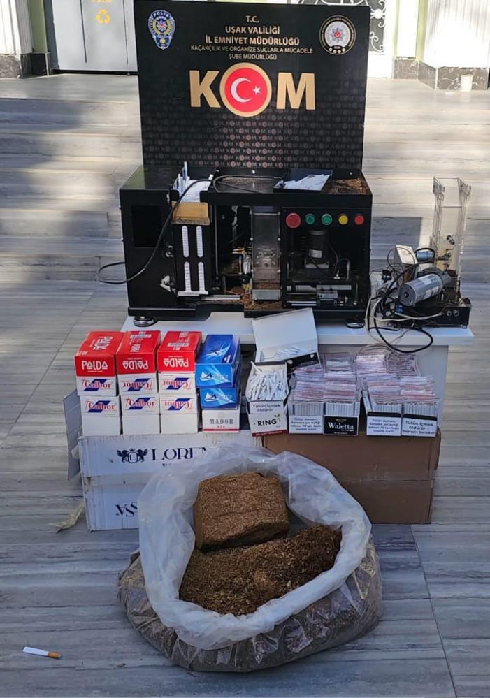 Uşak’ta çok sayıda kaçak makaron ve tütün ele geçirildi